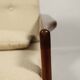 Vintage dark wood beige bouclé armchair by Z.Baczyk 1965