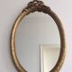 Large Baroque Mirror • Oval Arch • Carved Wood • Resin • 1950