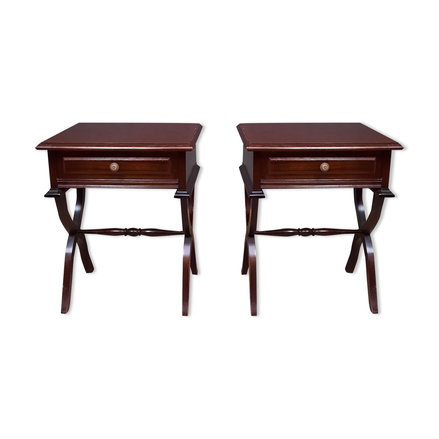 Pair of mahogany bedsides base X