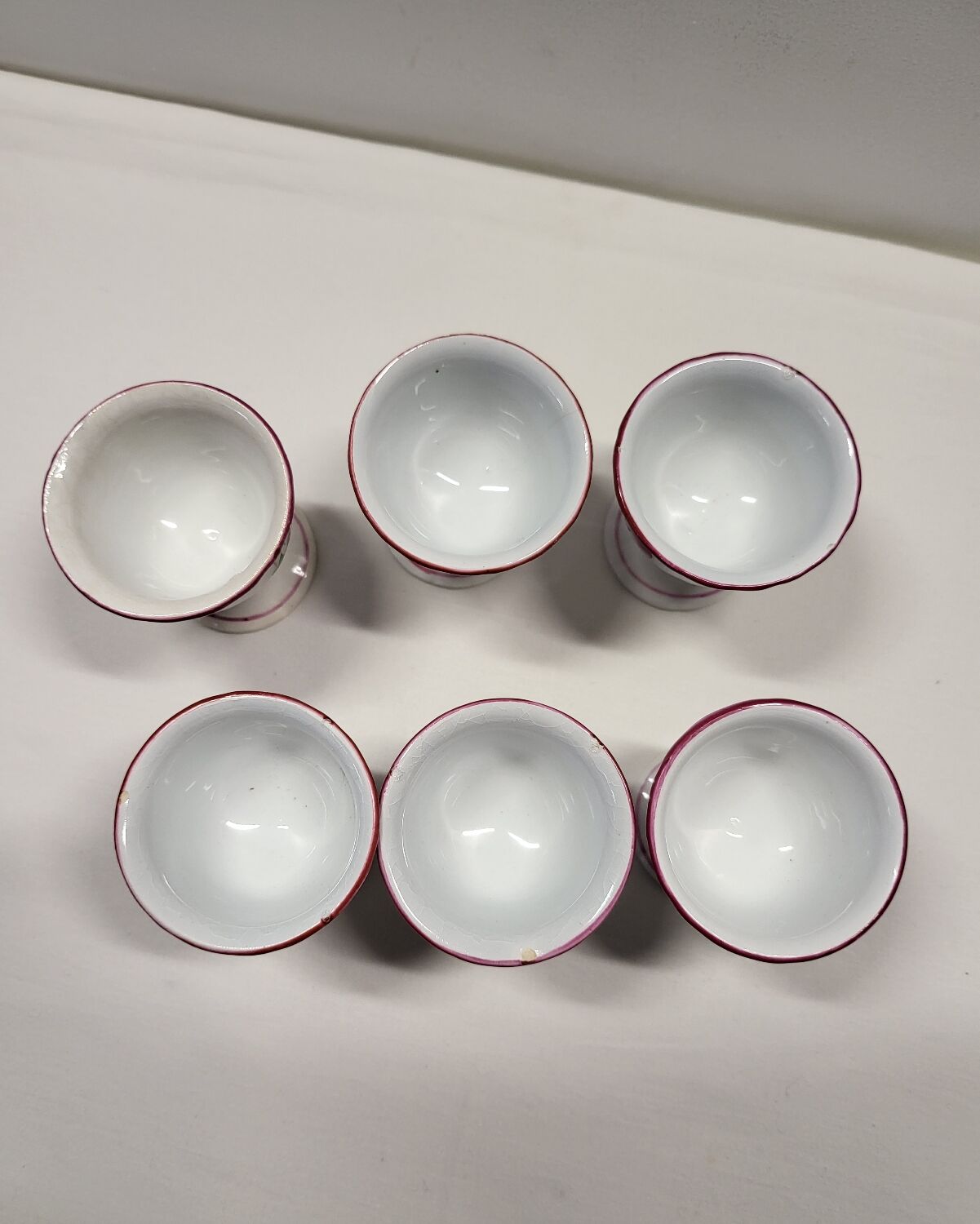 Set of 6 Lunéville Faience Egg Cups KG Reverbère