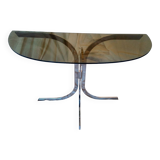 Vintage 1970s glass and chrome wall console