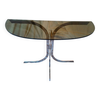 Console murale vintage 1970's verre et chrome
