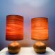 Paire de lampes boule en bois de style scandinave, années 60
