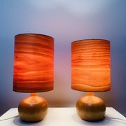 Pair of wooden ball lamps in Scandinavian style, 1960s.