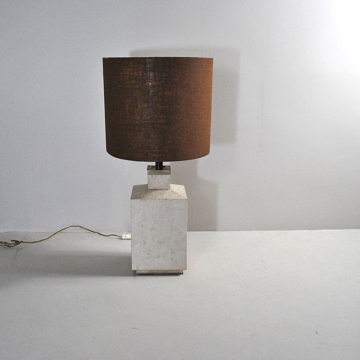 1970s travertine table lamp