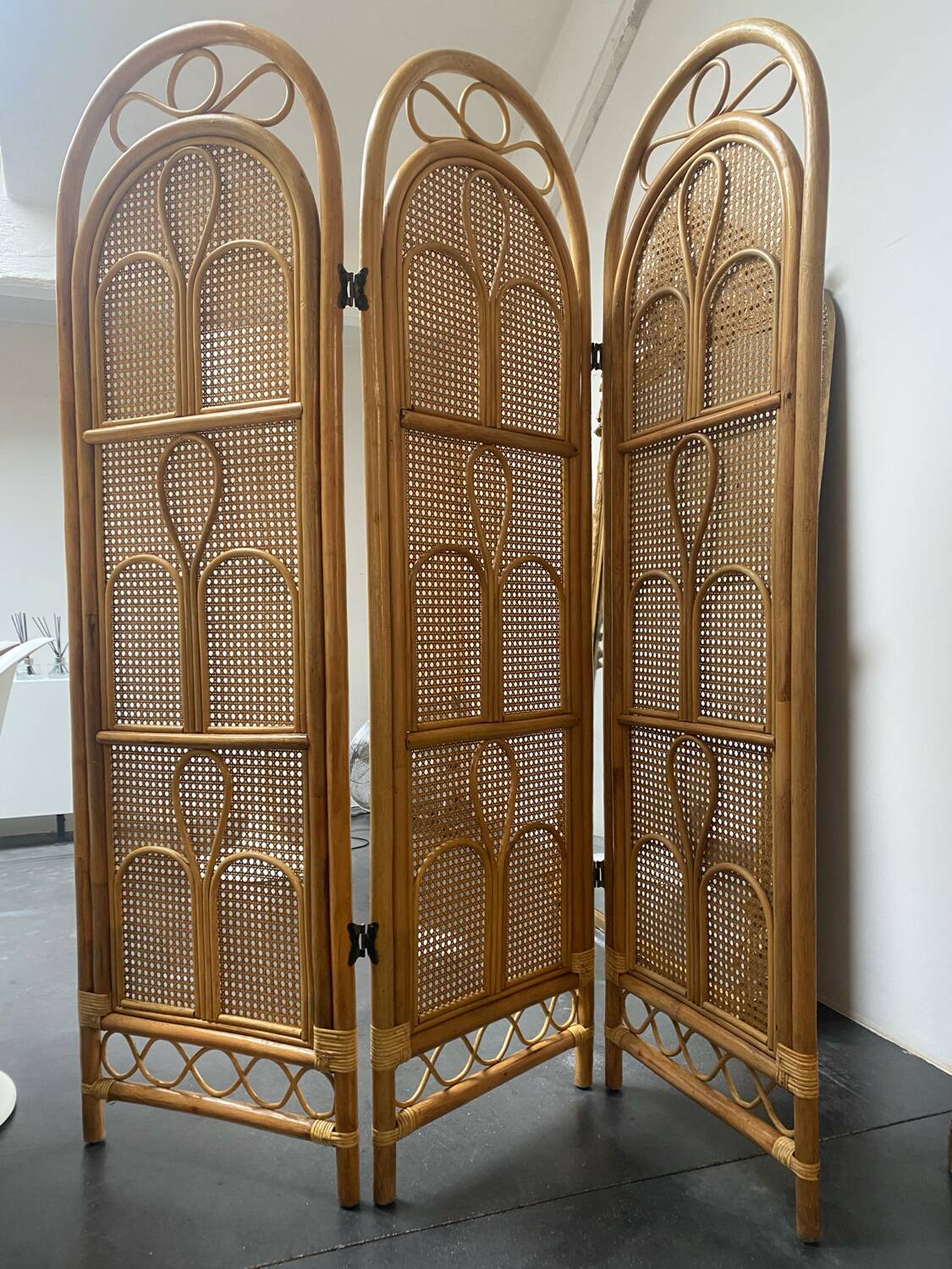 Vintage Italian rattan and bamboo room divider