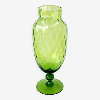 Vase sur pied vintage en verre Empoli italien