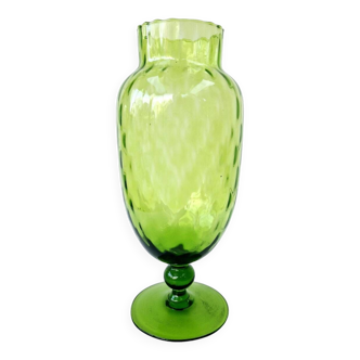 Vintage Italian Empoli Glass Pedestal Vase