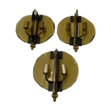 Italian Smoked Cut Glass Wall Lights, Set of 3
