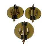 Appliques murales italiennes en verre fumé, ensemble de 3