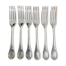 Set of 6 forks in silver metal Christofle - marly model