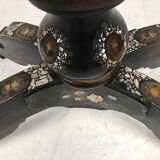 Blackened wooden planter decorated with flowers in medallions and mother-of-pearl burgauty, Napoleon III