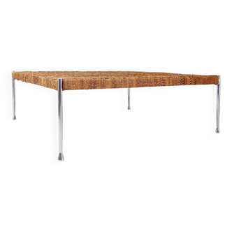 Table basse en métal chromé et corde