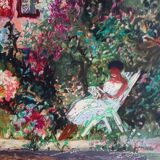 Yvonne Cheffer Delouis: Madeleine in Hendaye, original signed lithograph