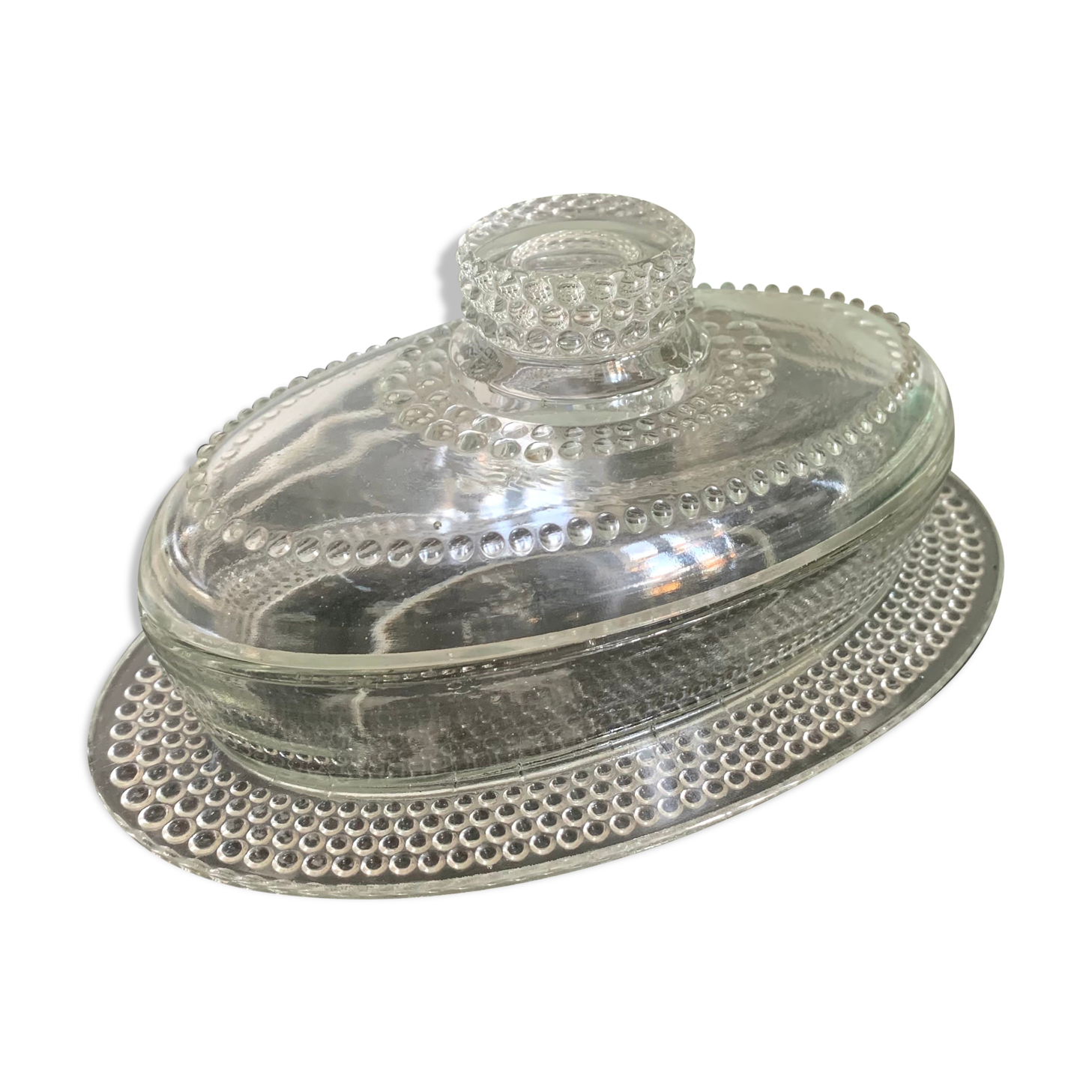 Glass butter dish