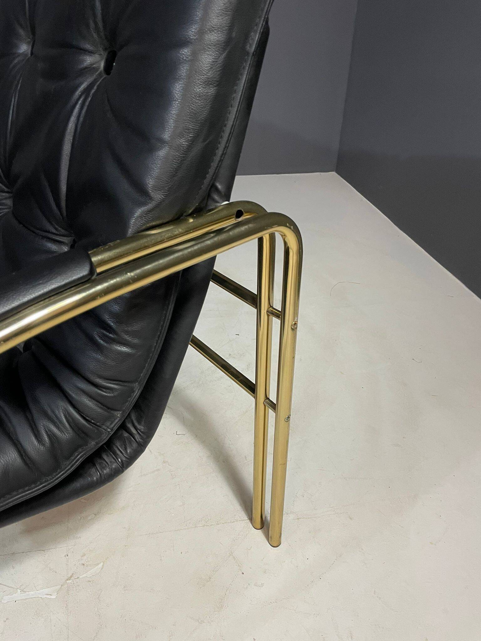 Canapé vintage en cuir et métal, années 1990
