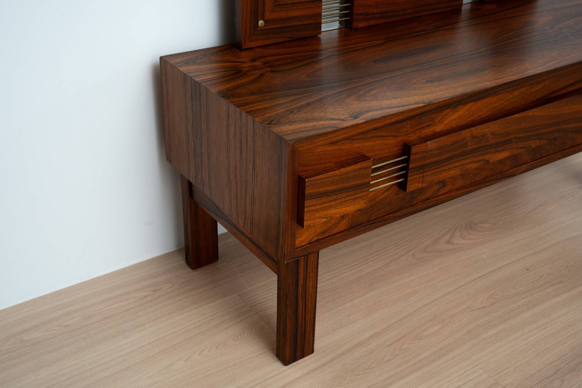 Miroir suédois du milieu du siècle avec console de coiffeuse – Ateljé Glas & Trä
