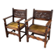 Paire de fauteuils style espagnol bois sculpté 1900