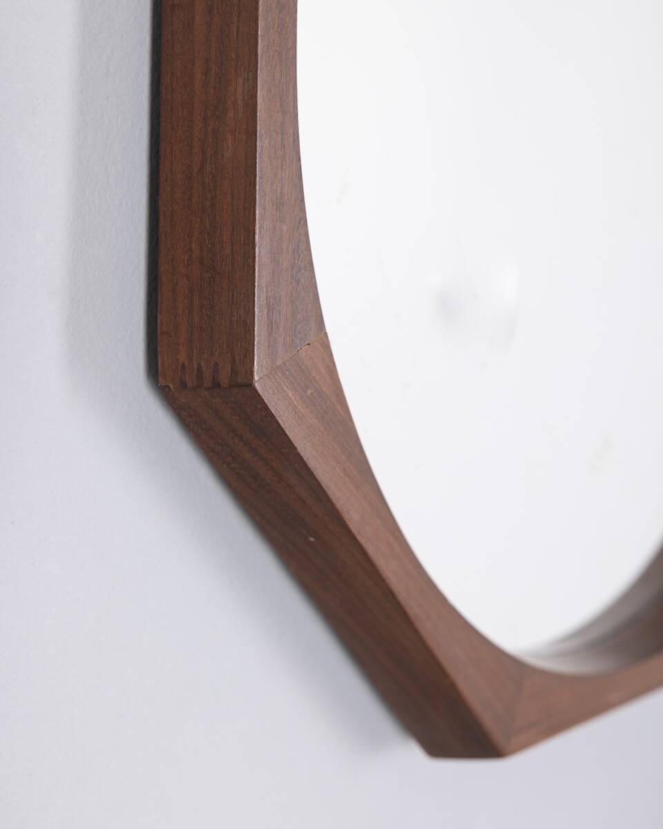 Vintage 1970s wall mirror in wood and rope, Italian design