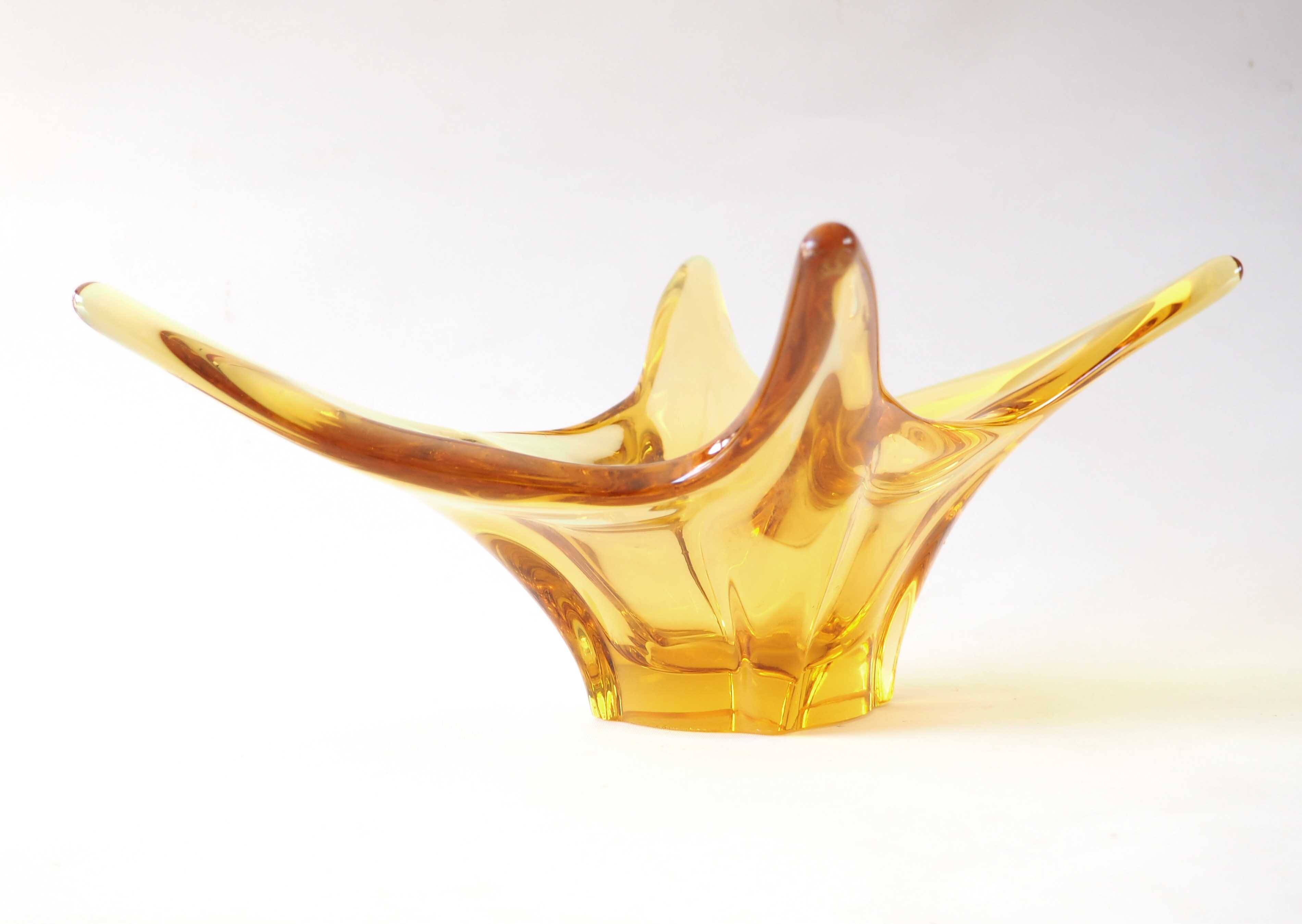 Coupe à fruit cristal ambré