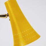 Yellow desk, table or accent lamp by J.T. Kalmar, brass and iron, Vienna, Austria, 1950s.