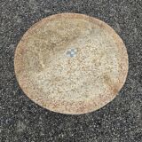 Cement garden table with trunk-shaped foot