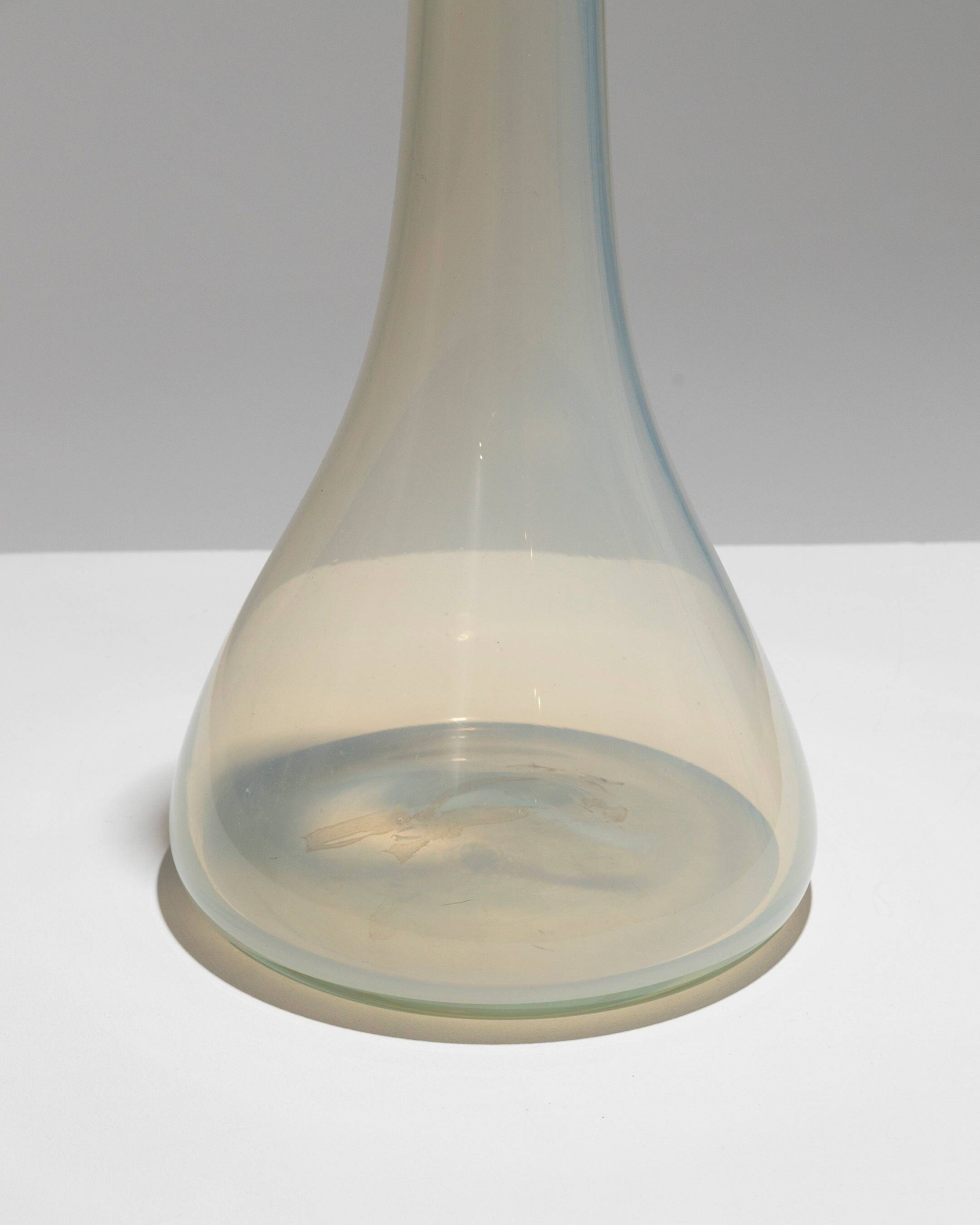 Tall glass vase with long neck, 1950s