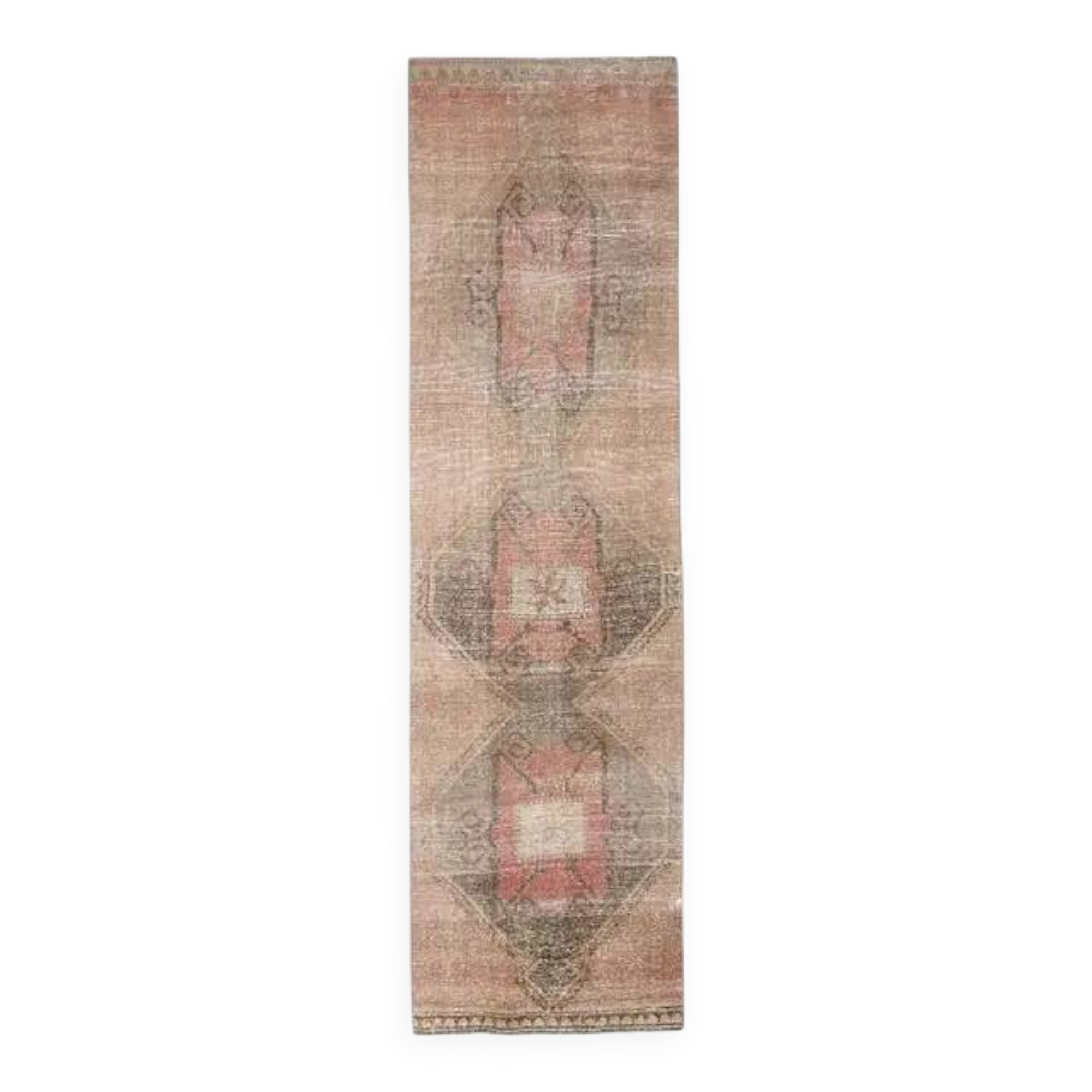 1970s Turkish Oushak Handmade Wool Cotton Orange Runner Rug 98x346