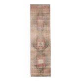 Tapis coureur en laine et coton fait main Oushak turc des années 1970, 98x346.