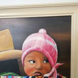 Oil painting on canvas, "The Child of Peru," signed Patricia Tatananni