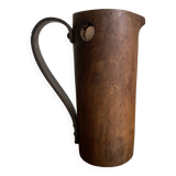 Mountain pitcher in monoxile wood and leather folk art