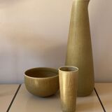 Set of 3 Rörstrand Ritzi pottery vases and bowl by Gunnar Nylund Sweden 1950's