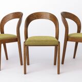 Set of 6 Mid Century Dining Chairs, Baumann Gondola Chairs 1970s, Oak Wood