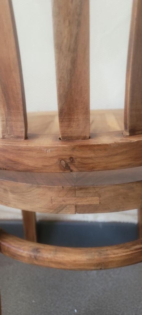 Chaise bistrot de bureau artisanale en bois d'olivier