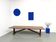 Large refectory table in solid pine and beech, with an X-shaped base.