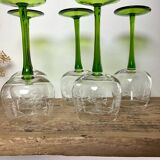 5 mouth-blown Alsace glasses, grape decoration
