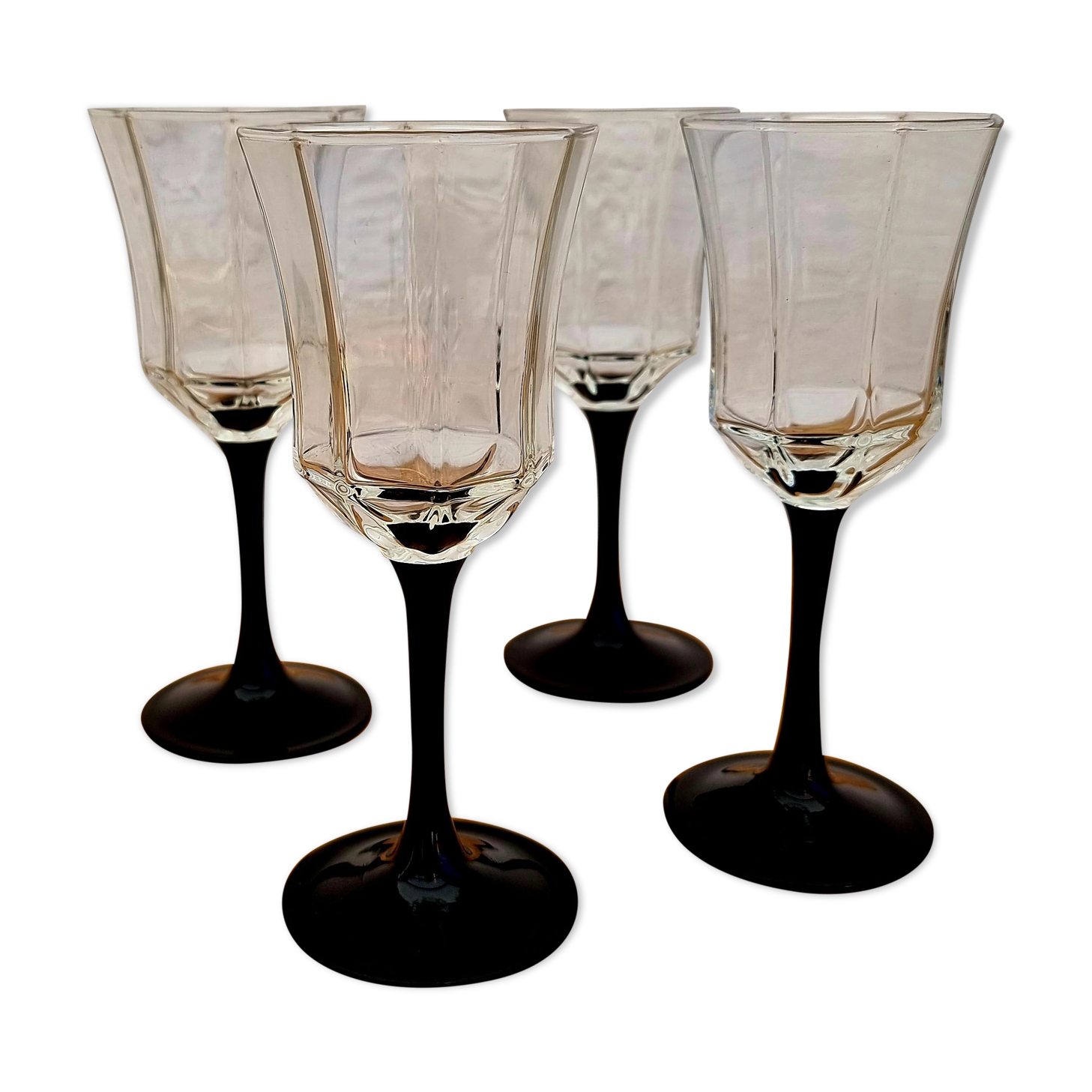 Set of 4 vintage Esso black foot glasses