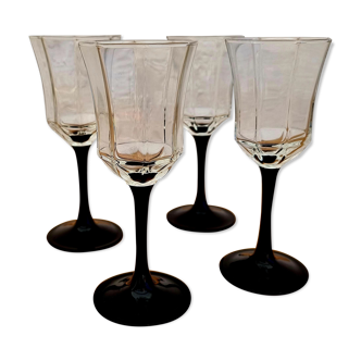 Set of 4 vintage Esso black foot glasses