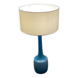 Lampe scandinave verre bleu et laiton (Holmegaard Danemark)