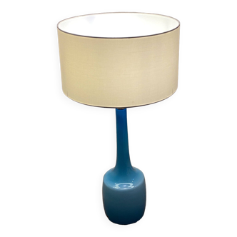 Lampe scandinave verre bleu et laiton (Holmegaard Danemark)