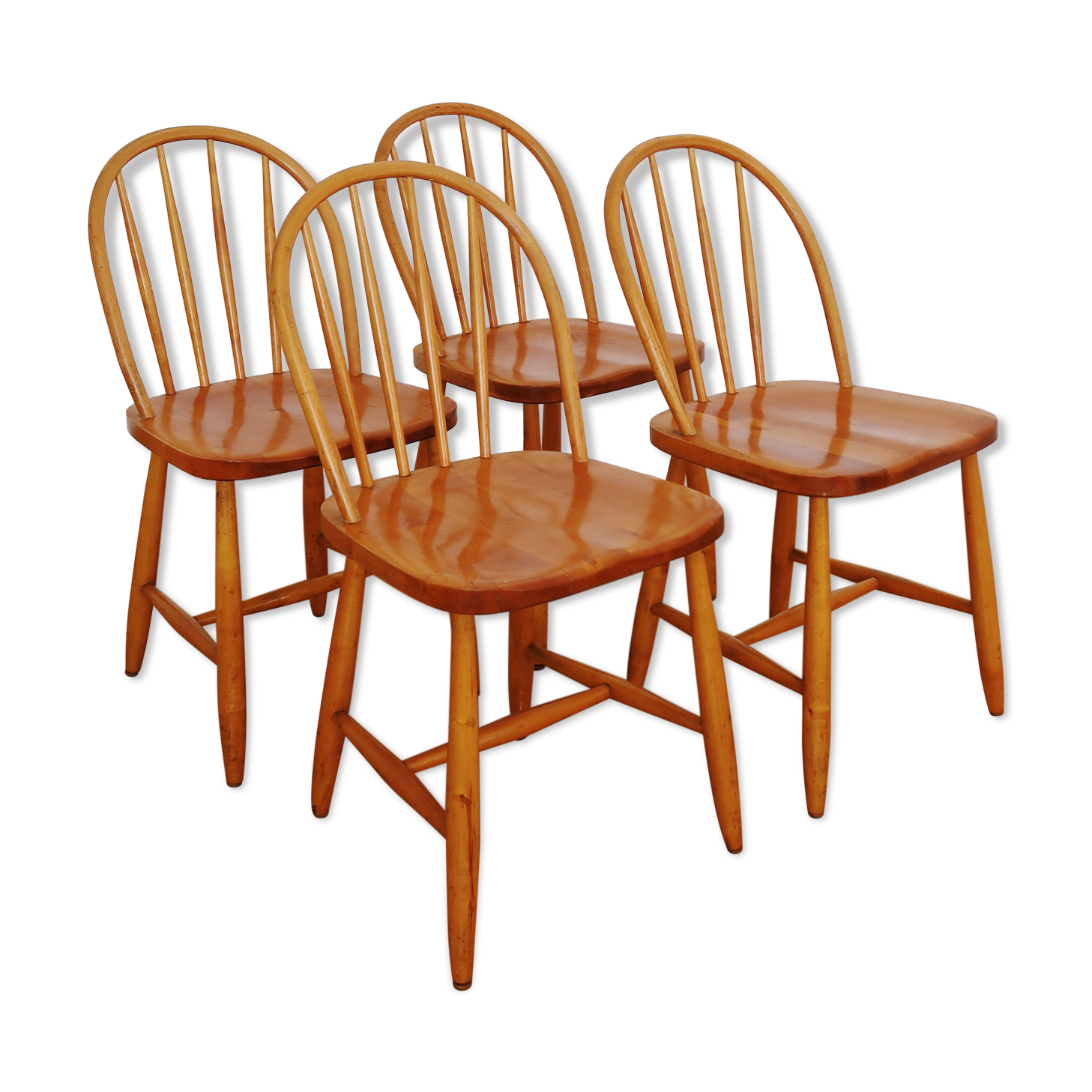 4 Scandinavian beech chairs