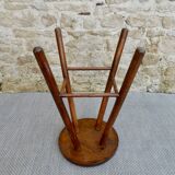 High stool in solid wood 60s