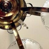 Antique Art Deco brass and glass chandelier