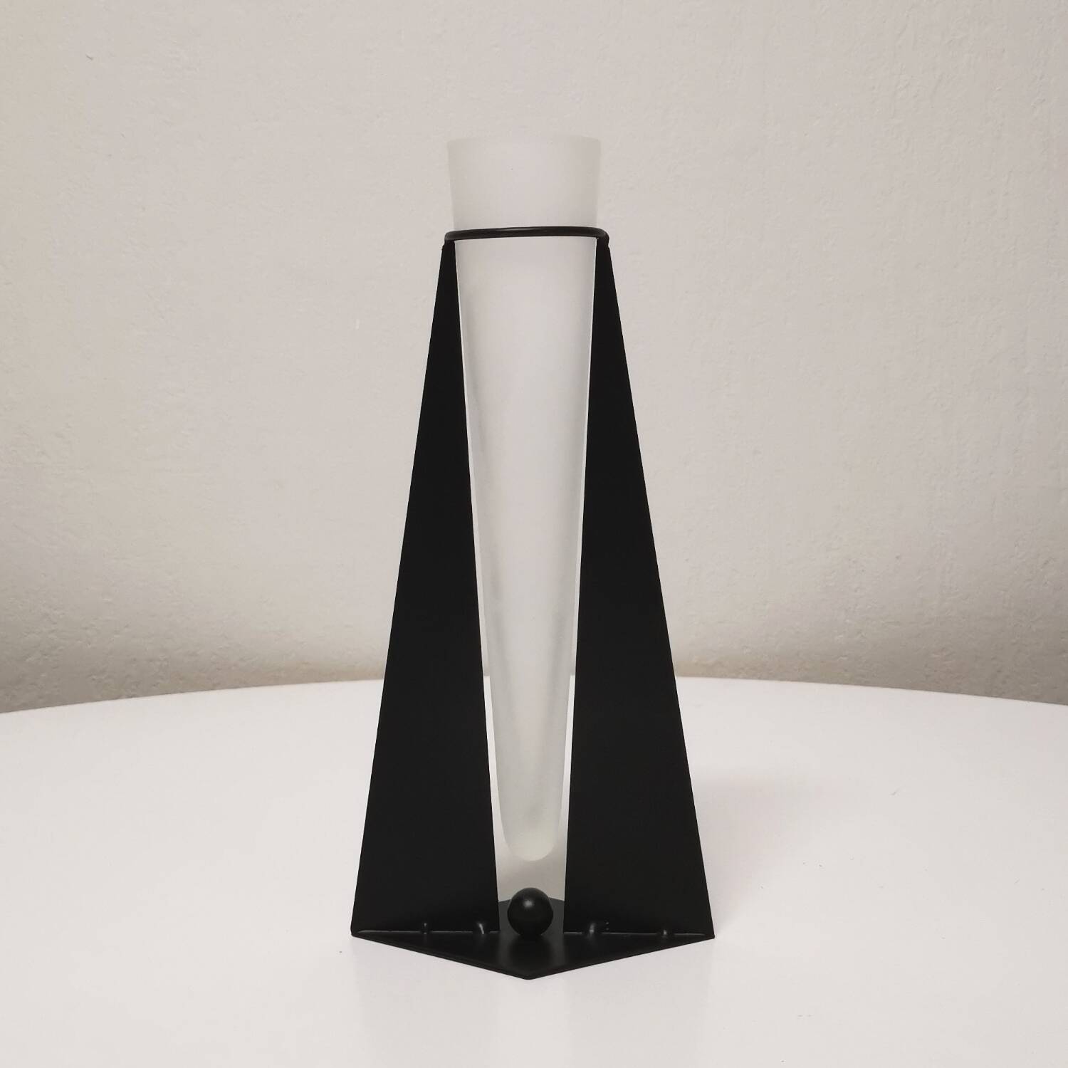 Postmodern metal and glass vase