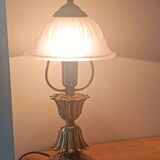 Vintage lamp in metal with brass finish and frosted opaline glass – 2 available
