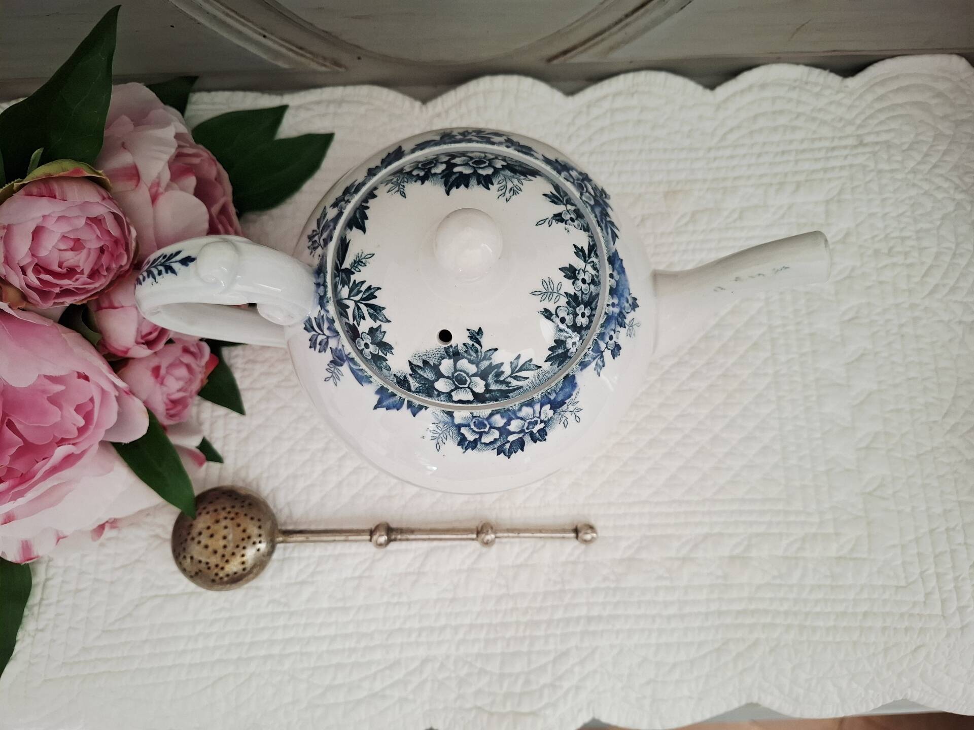 Antique teapot in ironstone pottery