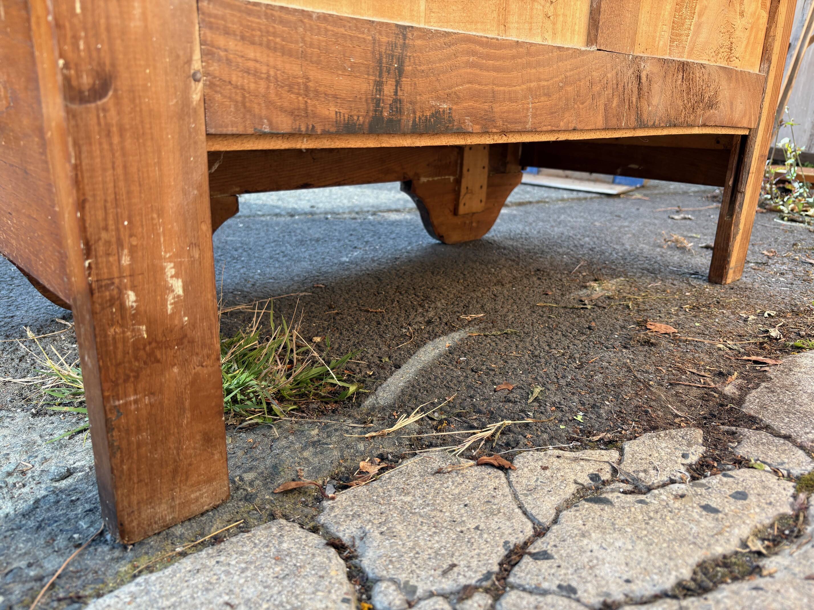 /Art Deco wardrobe with mirror in carved solid oak from the 20s/30s