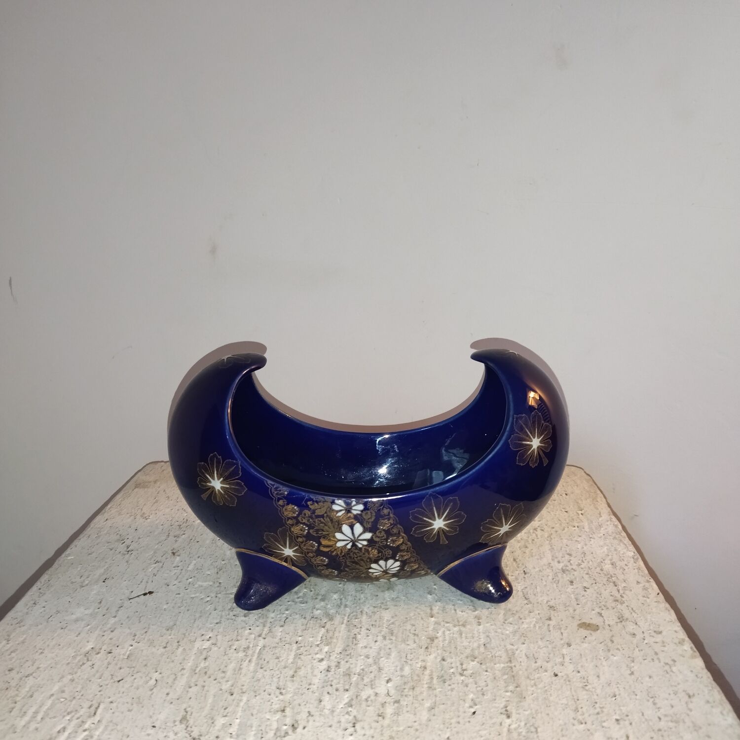 Planter earthenware vase art-nouveau enamels of Lunéville