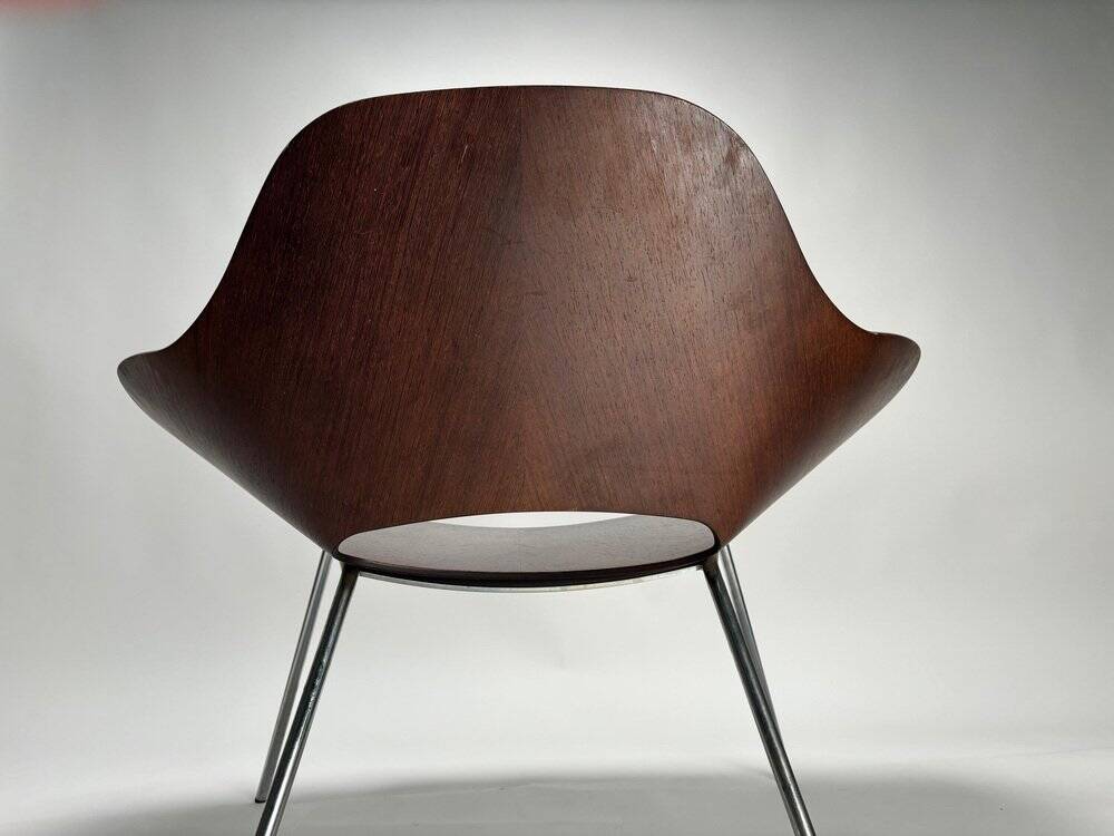 Large Largo Chair in Curved Walnut from Emmemobili, Italy, 1970s