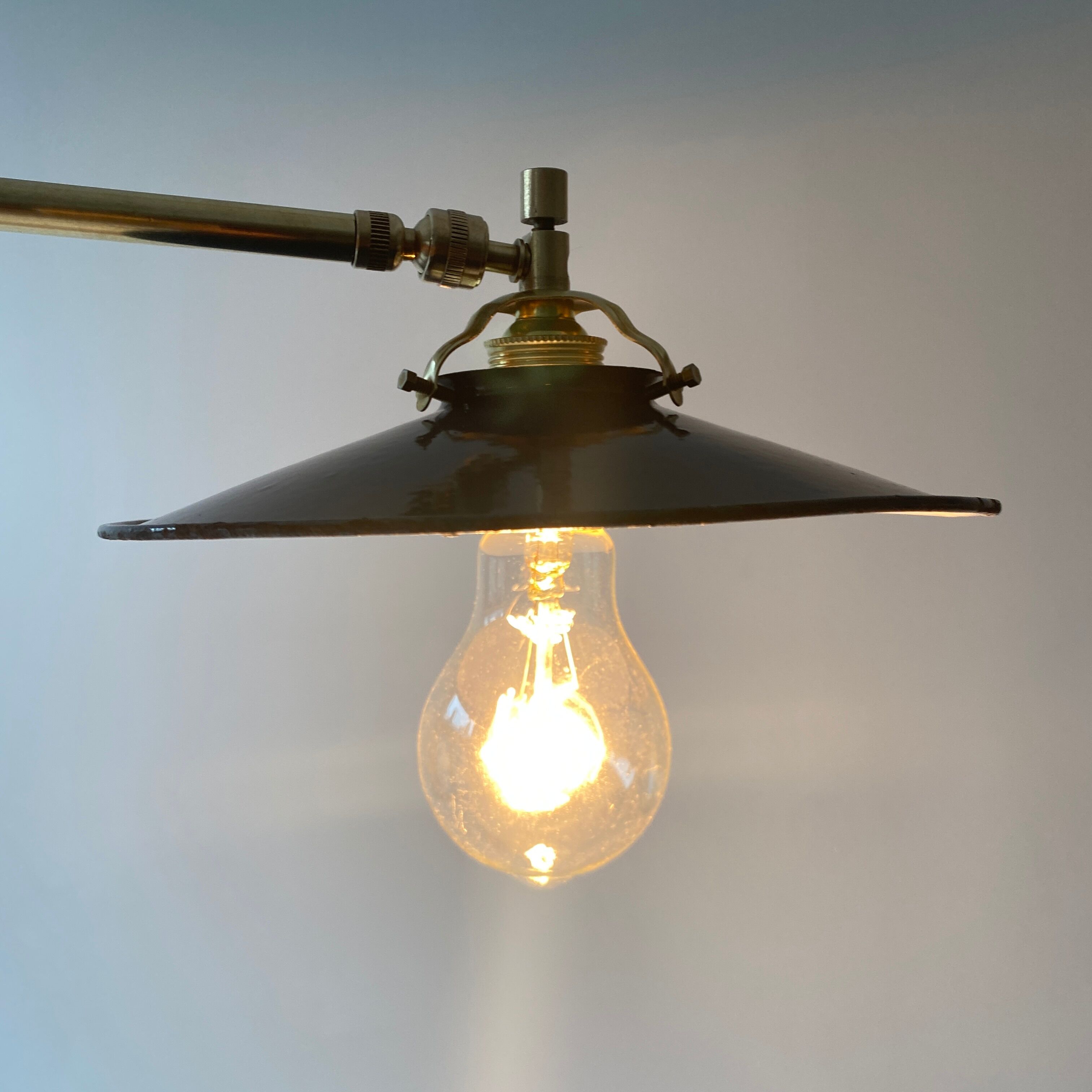 Pair of old vintage blue enamelled wall lamps